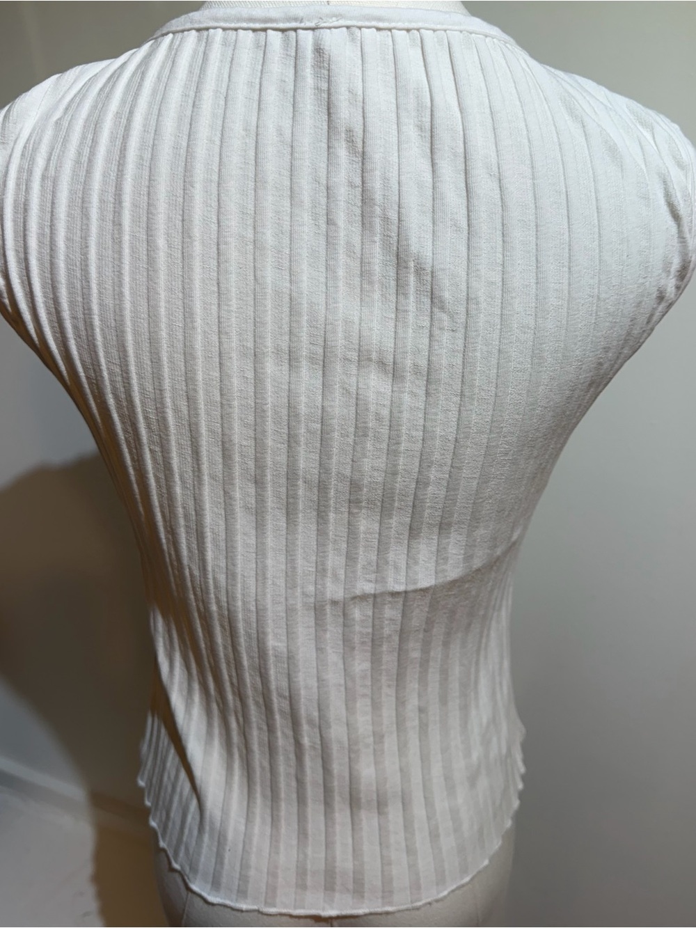 Free People Ivory Ribbed Button-Front Sleeveless Tank - Picture 2 of 3